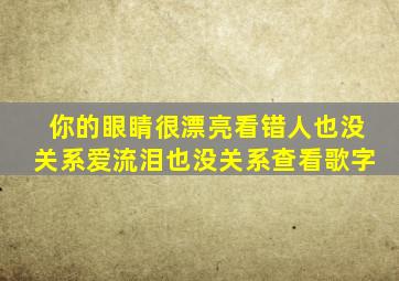 你的眼睛很漂亮看错人也没关系爱流泪也没关系查看歌字