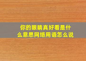 你的眼睛真好看是什么意思网络用语怎么说