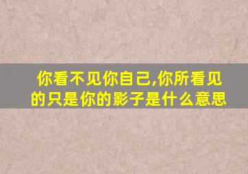 你看不见你自己,你所看见的只是你的影子是什么意思