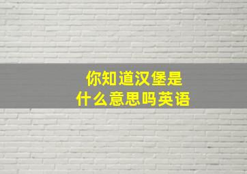 你知道汉堡是什么意思吗英语