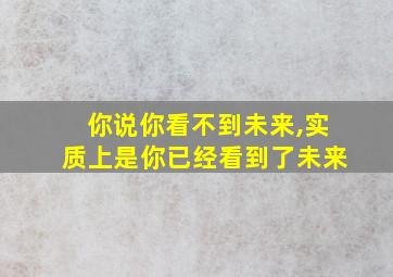 你说你看不到未来,实质上是你已经看到了未来