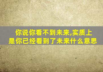 你说你看不到未来,实质上是你已经看到了未来什么意思