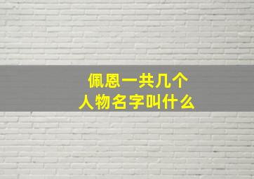 佩恩一共几个人物名字叫什么