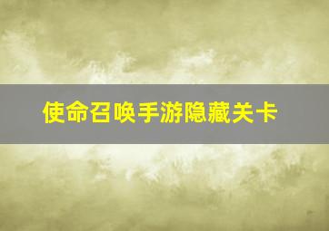 使命召唤手游隐藏关卡