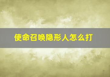 使命召唤隐形人怎么打