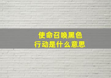 使命召唤黑色行动是什么意思