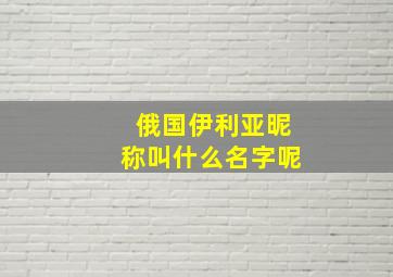 俄国伊利亚昵称叫什么名字呢