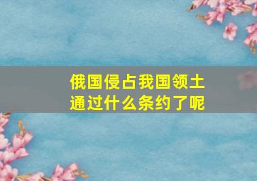 俄国侵占我国领土通过什么条约了呢