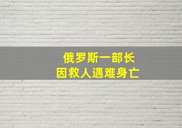 俄罗斯一部长因救人遇难身亡