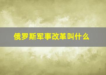 俄罗斯军事改革叫什么