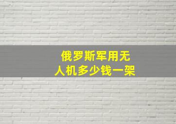 俄罗斯军用无人机多少钱一架