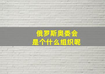 俄罗斯奥委会是个什么组织呢