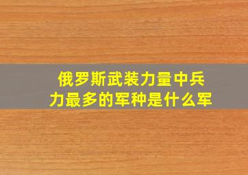 俄罗斯武装力量中兵力最多的军种是什么军