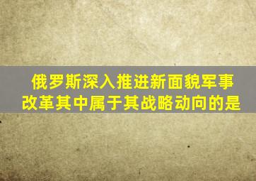 俄罗斯深入推进新面貌军事改革其中属于其战略动向的是