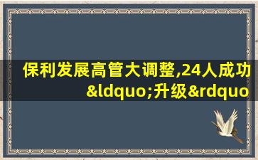 保利发展高管大调整,24人成功“升级”