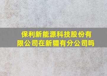 保利新能源科技股份有限公司在新疆有分公司吗