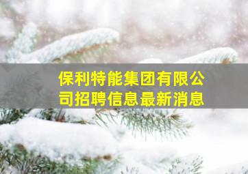 保利特能集团有限公司招聘信息最新消息