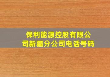 保利能源控股有限公司新疆分公司电话号码