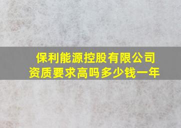 保利能源控股有限公司资质要求高吗多少钱一年