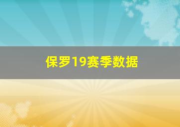 保罗19赛季数据