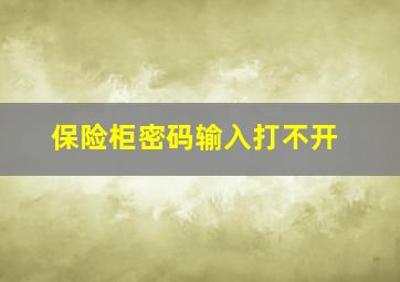 保险柜密码输入打不开