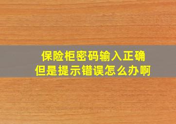 保险柜密码输入正确但是提示错误怎么办啊