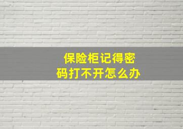 保险柜记得密码打不开怎么办