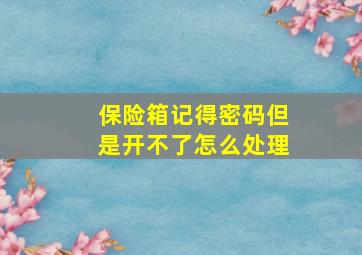 保险箱记得密码但是开不了怎么处理