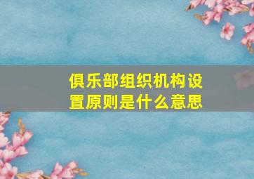 俱乐部组织机构设置原则是什么意思