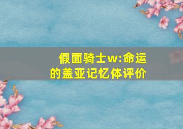 假面骑士w:命运的盖亚记忆体评价