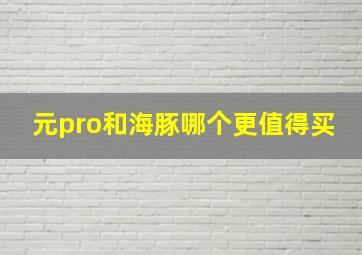 元pro和海豚哪个更值得买