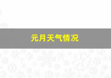 元月天气情况