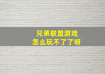 兄弟联盟游戏怎么玩不了了呀