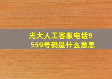 光大人工客服电话9559号码是什么意思