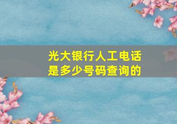 光大银行人工电话是多少号码查询的