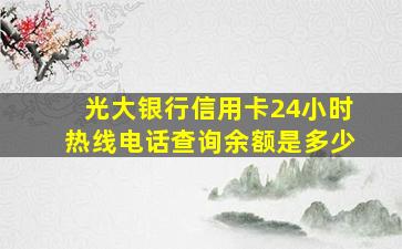 光大银行信用卡24小时热线电话查询余额是多少