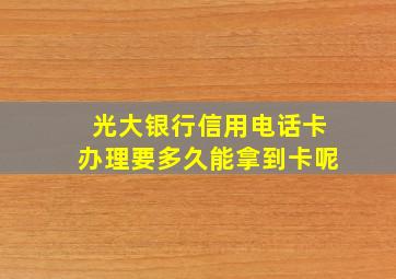 光大银行信用电话卡办理要多久能拿到卡呢