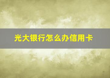 光大银行怎么办信用卡