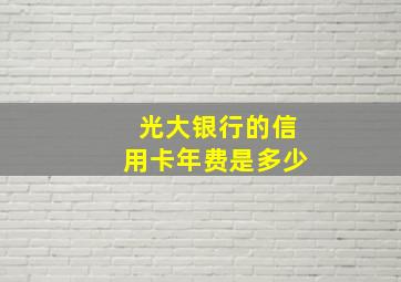 光大银行的信用卡年费是多少