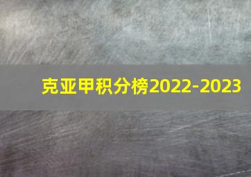 克亚甲积分榜2022-2023