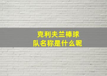 克利夫兰棒球队名称是什么呢