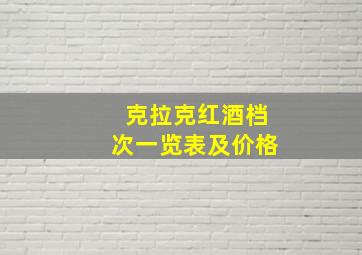 克拉克红酒档次一览表及价格