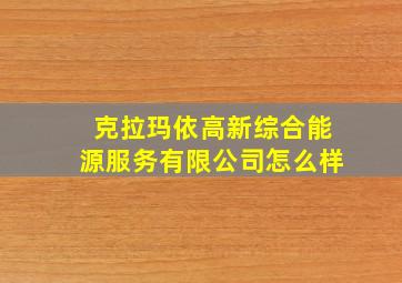 克拉玛依高新综合能源服务有限公司怎么样