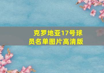 克罗地亚17号球员名单图片高清版