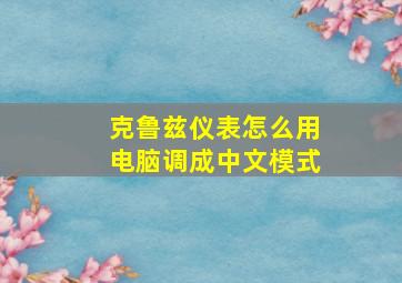 克鲁兹仪表怎么用电脑调成中文模式