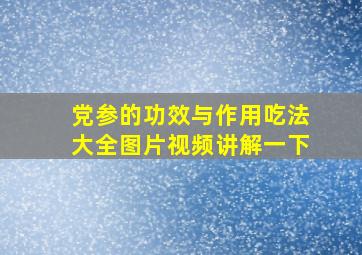 党参的功效与作用吃法大全图片视频讲解一下