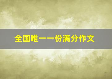 全国唯一一份满分作文