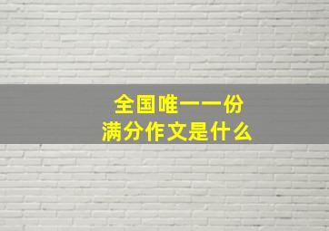 全国唯一一份满分作文是什么