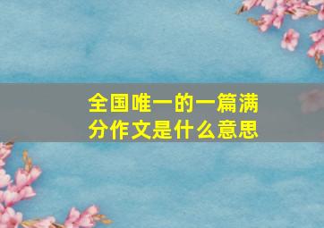 全国唯一的一篇满分作文是什么意思