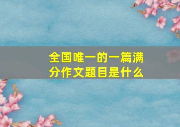 全国唯一的一篇满分作文题目是什么